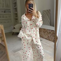 Home Women's Elegant Heart Shape Cotton Pants Sets Pajama Sets main image 6