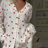 Home Women's Elegant Heart Shape Cotton Pants Sets Pajama Sets main image 7