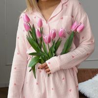 Home Women's Sweet Heart Shape Cotton Shorts Sets Pajama Sets main image 4