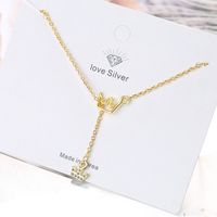 Copper Basic Modern Style Simple Style Inlay Crown Rhinestones Pendant Necklace main image 3
