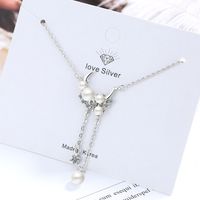 IG Style Lady Simple Style Star Moon Artificial Pearl Copper Plating Inlay Rhinestones Women's Pendant Necklace main image 6