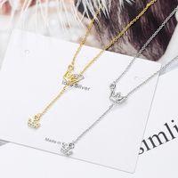 Copper Basic Modern Style Simple Style Inlay Crown Rhinestones Pendant Necklace main image 4