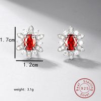 1 Pair Elegant Glam Snowflake Inlay Sterling Silver Zircon Ear Studs sku image 1