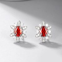 1 Pair Elegant Glam Snowflake Inlay Sterling Silver Zircon Ear Studs main image 4