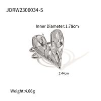 Ig Style Heart Shape Stainless Steel Plating 18k Gold Plated Open Rings sku image 1