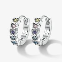 Simple Style Heart Shape Sterling Silver Plating Inlay Zircon White Gold Plated Girl's Rings Earrings Jewelry Set sku image 5