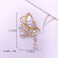 Elegant Glam Leaf Flower Butterfly Brass Plating Inlay Shell Zircon Women's Brooches 1 Piece main image 2