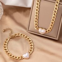Elegant Retro Solid Color Imitation Pearl Alloy Plating Gold Plated Women's Bracelets Necklace main image 5