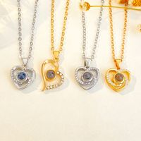 Simple Style Commute Heart Shape Alloy Copper Inlay Pendant Necklace main image 3