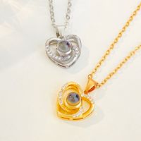 Simple Style Commute Heart Shape Alloy Copper Inlay Pendant Necklace main image 4