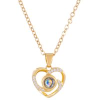 Simple Style Commute Heart Shape Alloy Copper Inlay Pendant Necklace main image 6