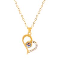 Simple Style Commute Heart Shape Alloy Copper Inlay Pendant Necklace sku image 2