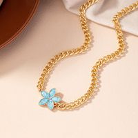 Simple Style Flower Alloy Enamel Plating Gold Plated Women's Pendant Necklace main image 1