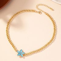 Simple Style Flower Alloy Enamel Plating Gold Plated Women's Pendant Necklace main image 3