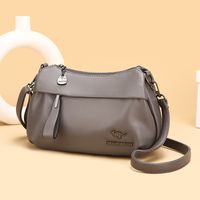 Women's Pu Leather Solid Color Basic Sewing Thread Square Zipper Shoulder Bag Crossbody Bag main image 1