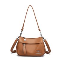 Women's Pu Leather Solid Color Basic Sewing Thread Square Zipper Shoulder Bag Crossbody Bag main image 2