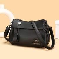 Women's Pu Leather Solid Color Basic Sewing Thread Square Zipper Shoulder Bag Crossbody Bag main image 5