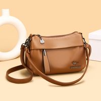 Women's Pu Leather Solid Color Basic Sewing Thread Square Zipper Shoulder Bag Crossbody Bag main image 6
