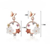 1 Pair Ig Style Sweet Flower Butterfly Plating Inlay Copper Shell Zircon Drop Earrings main image 2