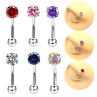 Elegant Luxurious Round Rose Stainless Steel Copper White Gold Plated Gold Plated Rhinestones Zircon Eyebrow Nails In Bulk main image 1
