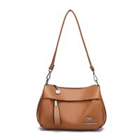 Women's Pu Leather Solid Color Basic Sewing Thread Square Zipper Shoulder Bag Crossbody Bag sku image 3