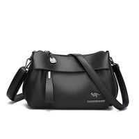 Women's Pu Leather Solid Color Basic Sewing Thread Square Zipper Shoulder Bag Crossbody Bag sku image 4