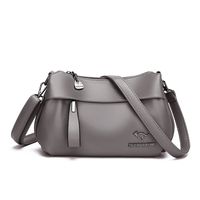 Women's Pu Leather Solid Color Basic Sewing Thread Square Zipper Shoulder Bag Crossbody Bag sku image 5