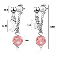 1 Pair Ig Style Sweet Star Moon Asymmetrical Crystal Chain Copper Drop Earrings main image 2
