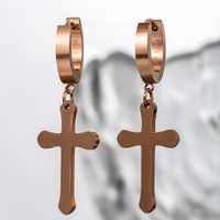 1 Pair XUPING Simple Style Cross Plating 304 Stainless Steel 18K Gold Plated Raw Steel Black Gun Drop Earrings main image 3