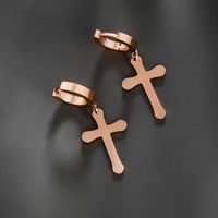 1 Pair XUPING Simple Style Cross Plating 304 Stainless Steel 18K Gold Plated Raw Steel Black Gun Drop Earrings main image 4