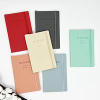 1 Piece Solid Color Class Learning Pu Leather Pastoral Notebook main image 5