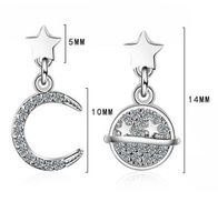 1 Paire Style Ig Star Lune Asymétrique Placage Incruster Le Cuivre Zircon Boucles D'oreilles main image 2