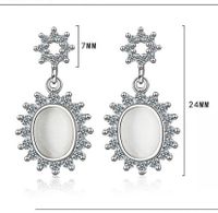 1 Paire Style Ig Style Simple Ovale Placage Incruster Le Cuivre Opale Zircon Boucles D'oreilles main image 2