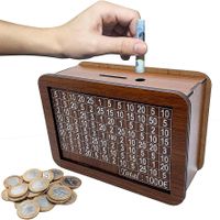 Retro Simple Style Number Square Wood Coin Bank Ornaments Artificial Decorations sku image 1