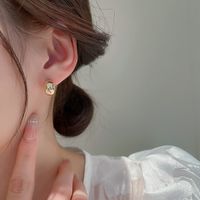 1 Pair Simple Style Solid Color Plating Steel Gold Plated Ear Studs main image 5