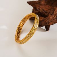 Retro Streetwear Solid Color Stainless Steel Plating Inlay Diamond 18k Gold Plated Bangle main image 7