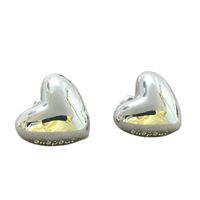 1 Pair Simple Style Heart Shape Plating Copper Ear Studs main image 3