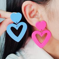 1 Pair Lady Heart Shape Spray Paint Arylic Drop Earrings main image 4