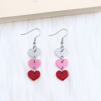 1 Pair Sweet Heart Shape Printing Arylic Drop Earrings sku image 3