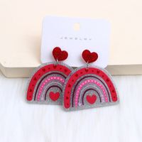 1 Pair Sweet Heart Shape Printing Arylic Drop Earrings sku image 2