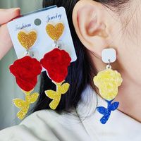 1 Pair Sweet Flower Arylic Drop Earrings main image 1