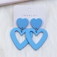 1 Pair Lady Heart Shape Spray Paint Arylic Drop Earrings sku image 3