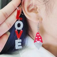 1 Pair Sweet Heart Shape Printing Arylic Drop Earrings main image 3