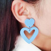 1 Pair Lady Heart Shape Spray Paint Arylic Drop Earrings main image 2