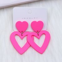 1 Pair Lady Heart Shape Spray Paint Arylic Drop Earrings sku image 1