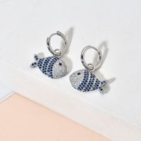 1 Pair Cute Fish Plating Inlay Copper Zircon White Gold Plated Drop Earrings main image 4