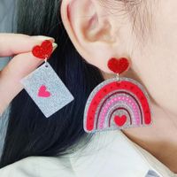 1 Pair Sweet Heart Shape Printing Arylic Drop Earrings main image 1