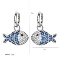 1 Pair Cute Fish Plating Inlay Copper Zircon White Gold Plated Drop Earrings main image 2