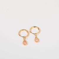 1 Paire Style Simple Les Gouttelettes D'eau Placage Incruster Le Cuivre Zircon Plaqué Or 18k Boucles D'oreilles sku image 9