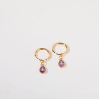 1 Paire Style Simple Les Gouttelettes D'eau Placage Incruster Le Cuivre Zircon Plaqué Or 18k Boucles D'oreilles sku image 2